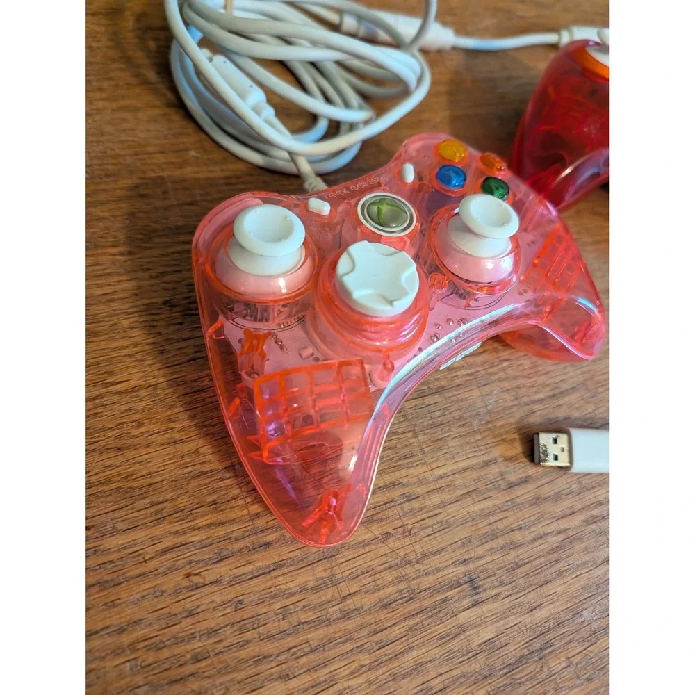 Lot of 2 PDP Rock Candy Xbox 360 Wired Controllers Red Pink PC Tested WORKS